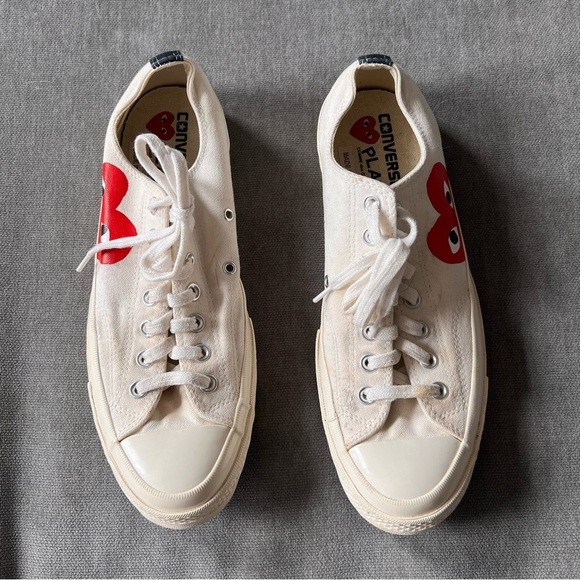 Converse Comme De Garçons PLAY White Low Top Sneakers 10 - Picture 2 of 7
